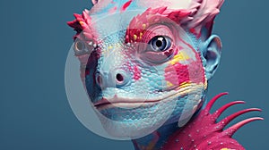 Hyperrealistic Animal Portrait: Pink Makeup Character By Mikael Helsingfors