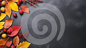 Hyperrealistic Autumn Elements on Light Grey Background Photography