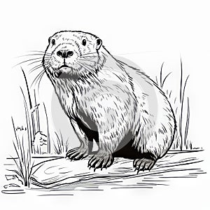 Hyperrealistic Beaver Animal Drawings Coloring Page For Kids