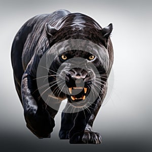 Hyperrealistic Black Panther Stock Photo With Intense Movement Expression