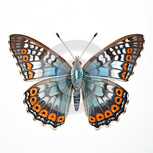 Hyperrealistic Blue And Orange Butterfly Illustration By David Michael Bowers photo