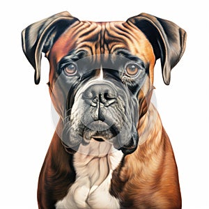 Hyperrealistic Boxer Painting: Detailed Charcoal Drawing On Isolated White Background