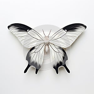 Hyperrealistic Butterfly Figurine On White Wall