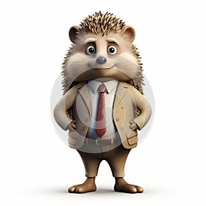 Hyperrealistic Cartoon Hedgehog In Suit: Imaginative And Friendly Character