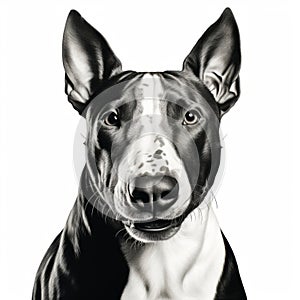 Hyperrealistic Charcoal Drawing Of A Bull Terrier With Ultrafine Detail