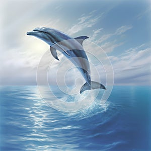 Hyperrealistic Dolphin Leaping From The Ocean photo