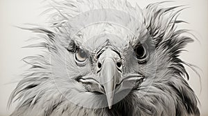 Hyperrealistic Eagle Face Drawing: Flawless Line Work And Animal Intensity