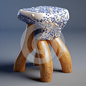 Hyperrealistic Fantasy Stool: 3d Scan With Colorful Tissue And Mushroomcore Design