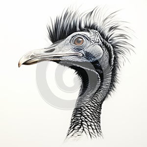 Hyperrealistic Grey Emu With Mohawk: Dramatic Light And Naturalistic Proportions