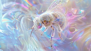 A hyperrealistic hyper detailed photograph of an insanely beautiful crystal bee
