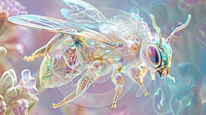 A hyperrealistic hyper detailed photograph of an insanely beautiful crystal bee photo