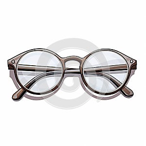 Hyperrealistic Illustration Of Brown Eyeglasses With Detailed Shading