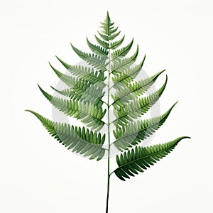 Hyperrealistic Illustration Of Fern On White Background