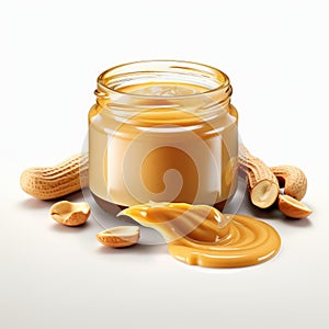 Hyperrealistic Illustration Of Peanut Butter Jar With Peanuts