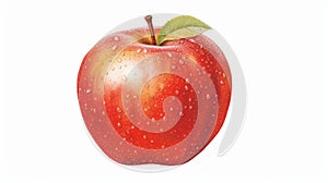Hyperrealistic Illustration Of A Red Apple With Water Drops