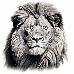 Hyperrealistic Lion Head Art Vector Illustration photo