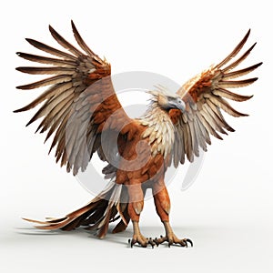 Hyperrealistic Maya Rendering Of An Orange Eagle In Flight