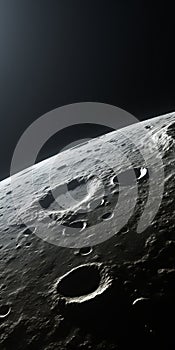 Hyperrealistic Moon View From Space With Craters And Holes Lighting