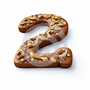 Hyperrealistic Number 2 Shaped Cookie With Danish Design photo