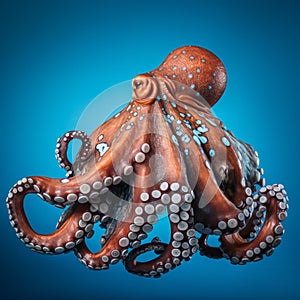 Hyperrealistic Octopus Sculpture On Blue Background