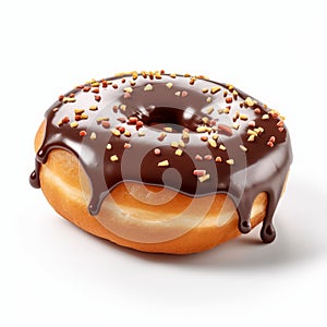 Hyperrealistic Oil Painting Of A Chocolate Sprinkle Donut photo