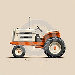 Hyperrealistic Orange Tractor Illustration: A Cinquecento Style Design