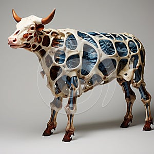 A hyperrealistic painting of a cow, with all the muscles and tendons visible by AI generated