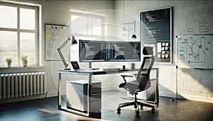 Modern IT Office Setup with Dual Monitors