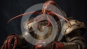 Hyperrealistic Red Cockroach Costume With Steelpunk And Medieval Art Influence