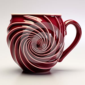 Hyperrealistic Red Tea Cup With Swirled Designs - 3d Model photo