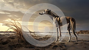 Hyperrealistic Rendering Of A Dog On A Beach: Intriguingly Taboo Uhd Image