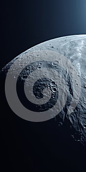 Hyperrealistic Rendering Of Moon\'s Surface With Dramatic Chiaroscuro