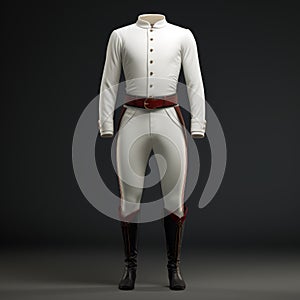 Hyperrealistic Rendering Of White Military Horse Uniform With Jodhpurs