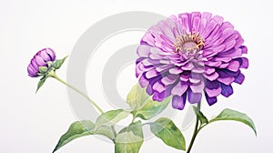 Hyperrealistic Watercolor Dahlia Flower: Meticulously Detailed Violet Beauty