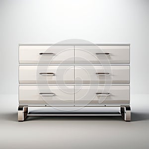 Hyperrealistic White Dresser With Metal Legs