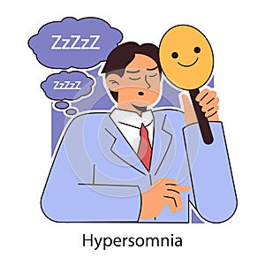 Hypersomnia. Excessive sleepiness neurological disorder. Unexpected