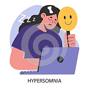Hypersomnia. Excessive sleepiness neurological disorder. Unexpected photo