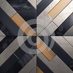 Hyperspace Noir: Silver Tile Mosaic In Grit And Grain Style