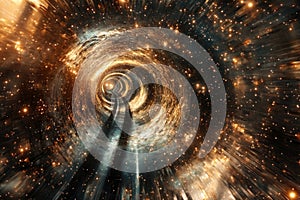 A hyperspace tunnel with glowing particles