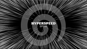 Hyperspeed vector background. Hyper speed hyperspace star travel. Warp speed light futuristic background. Warp jump