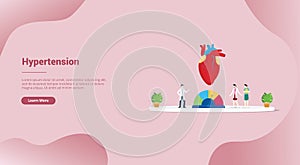 Hypertension blood pressure concept for website template or landing homepage banner - vector