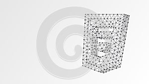 Hypertext Markup Language, html coding sign. Abstract, digital, wireframe, low poly mesh, vector white origami 3d illustration.