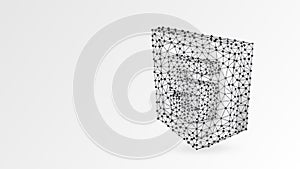 Hypertext Markup Language, html coding sign. Device, programming, developing concept. Abstract, digital, wireframe, low poly mesh
