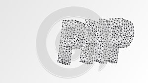 Hypertext Preprocessor coding language sign, text silhouette. Device, programming, developing concept. Abstract, digital