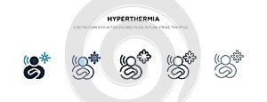 Hyperthermia icon in different style vector illustration. two colored and black hyperthermia vector icons designed in filled,