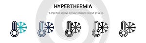 Hyperthermia icon in filled, thin line, outline and stroke style. Vector illustration of two colored and black hyperthermia vector
