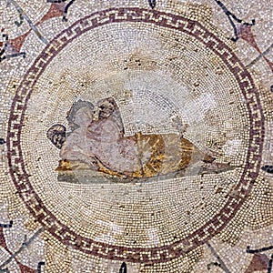 Hypnos deity of sleep, museum `Roman mosaics`, Risana, Boca-kotor bay, Montenegro