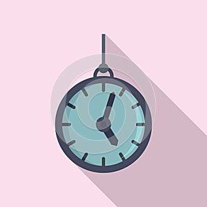 Hypnosis pendulum clock icon, flat style