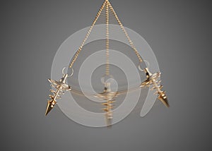 Hypnosis session. Pendant swinging on grey background, motion effect