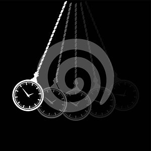 Hypnosis tool swinging clock silhouette
